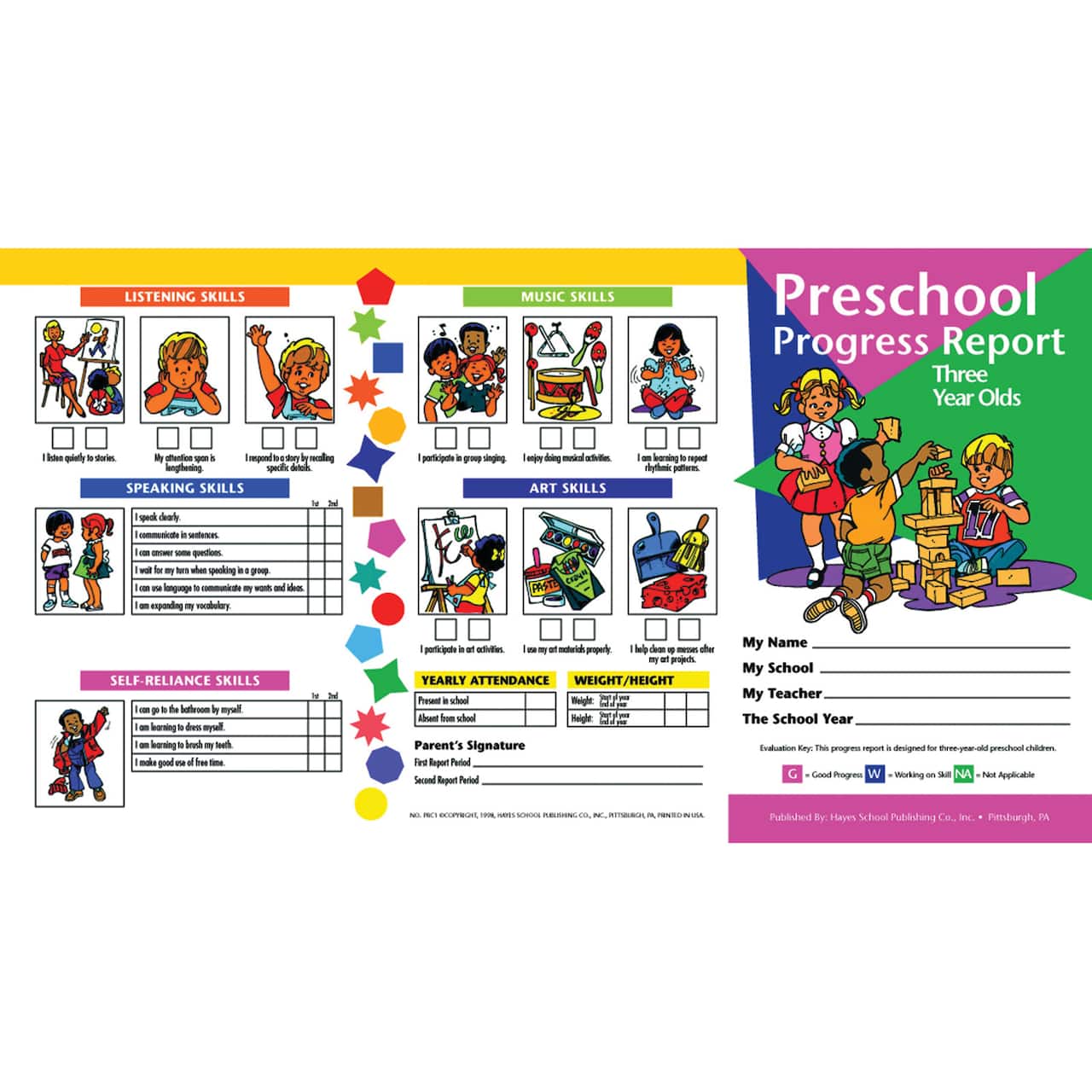 Preschool Progress Report For 3 Year Olds, 10 Per Pack, 6 Packs